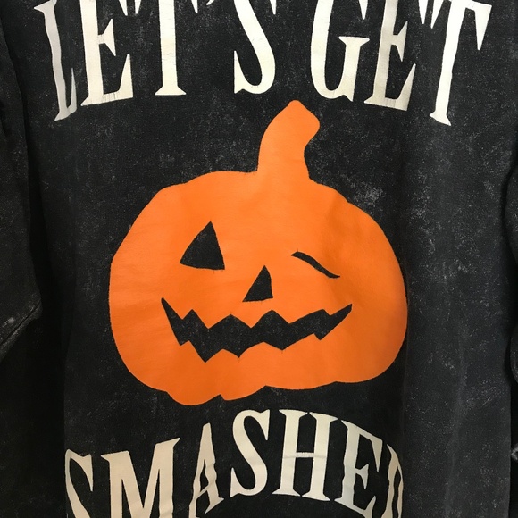 Halloween Spirit Graphic Pumpkin Long Sleeve Cotton T-Shirt  Size L Washed Black - Picture 4 of 6